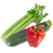 Bleekselderij, rode paprika of courgette